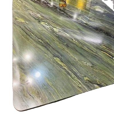 China Modern luxury green Brazilian quartzite slab for table top for sale