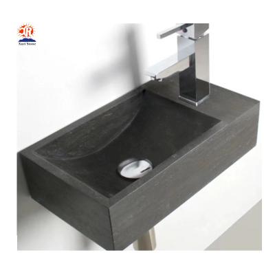 China Hot Sale Bathroom Stone Countertops Basin Black Marquina Honed Finish Marble Stone Sinks for sale