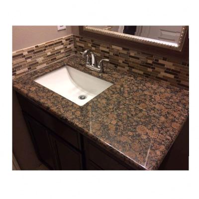 China Contemporary Cheap Prefab Laminate Tan Brown Granite Vanity Tops For Bathroom for sale