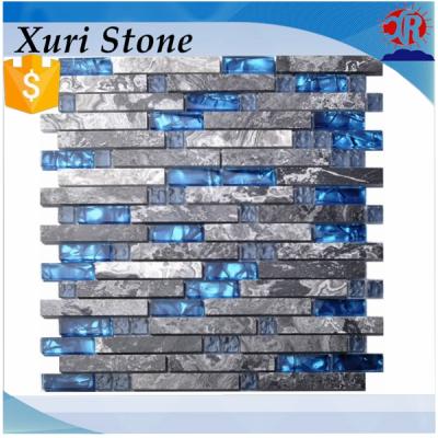 China Kitchen & glass decor Gray Wave Marble Interlocking Pattern Blue Art Mosaics Bathroom Wall Splatter Tile Kitchen Backsplash Idea Bath Shower Wall Decor for sale