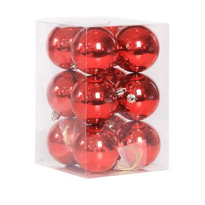 China 12pc/set Plastic 6cm Christmas Tree Decoration Ornaments Chandelier Glitter Frosted Plastic Balls for sale