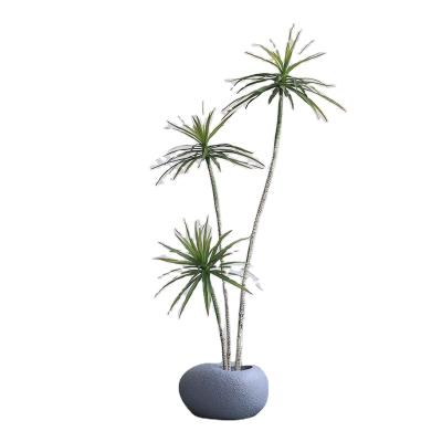 China Environmental Friendly Dinosaur Egg Sandstone Home Decor Art Sets 1.8 Meters Narrow-Leaf Agave Bonsai Potted Stone Plant Tripolar Whites for sale