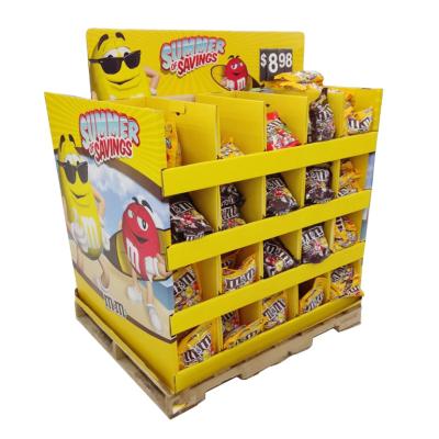 China Cardboard Double Sided Side Pallet Shows Food Shelf Display Rack For Snacks Supermarket Advertising 4 Display Or Promotion Customized OEM for sale