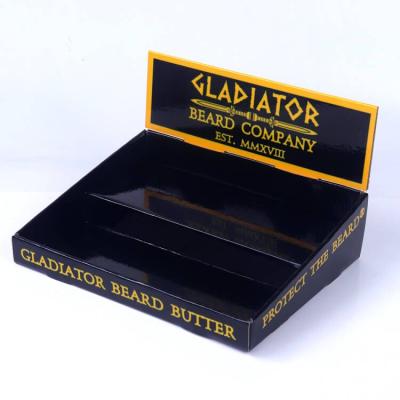 China Eco-Friendly Logo Mens Beard Butter Beard Balm Balm Balm Packaging PDQ Display Box Bottles Eco-Friendly Step Shows Personal Care Cardboard Counter Display for sale