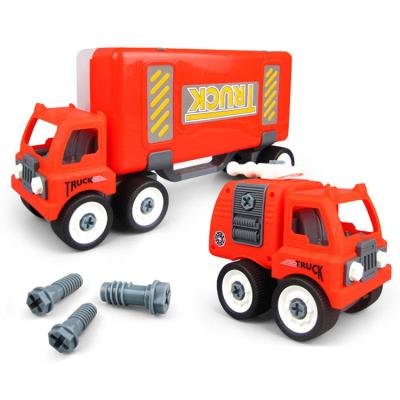 China Children's educational toys diy fire fighting car SETM fire fighting truck construction vehicle set diy car for sale