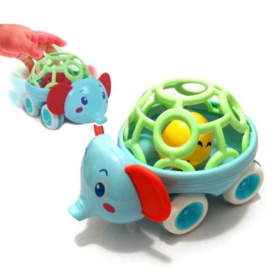 China Educational Baby Toy New Toys Newborn Elephant Soft Rubber Bell Car Baby Educational Toy For Children Month 3+ for sale