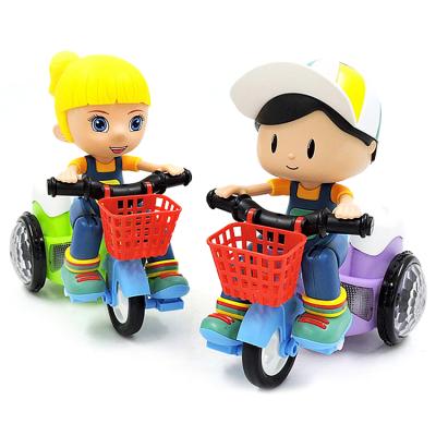 China Toy Light Music Effect Electric Tricycle Universal Toy For Kids Electric Dump Truck Stunt 360 Degree Rotation for sale