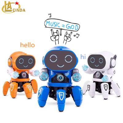 China Educational Toy Turn Around Musical Electronic Toy 6 Legs Spider Robot Octopus Dancing Robot for sale