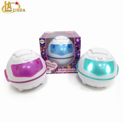 China Cartoon toy 32 melodies lighting effcts lullaby robot, music robot touch night light, plastic baby sleep toys for sale