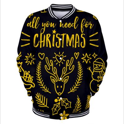 China Moq QUICK DRY 2 Pcs Hot Wholesale Custom Pattern Design Plus Size Jacket Men's Sweater Christmas 3D Stand Collar Jacket for sale