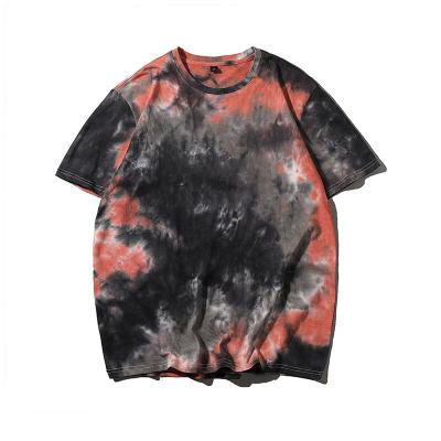 China Popular 100% Cotton T-Shirt Men Round Neck Tie Dye Hip Hop Skateboarding Loose Gradient Custom Street Short Sleeve T-Shirt QUICK DRY for sale