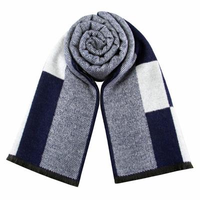 China New Polyester/Viscose Mens Scarf Winter Warm Cashmere Checker Scarf For Men for sale