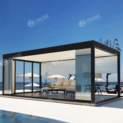 China Patented Fully Sealed Aluminum Louvered Pergola Motorized For Restaurants And Houses for sale