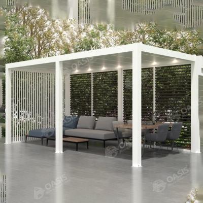 China Aluminum Pergola With Electric Louvers Blade Automated For Patio Courtyard Solution for sale