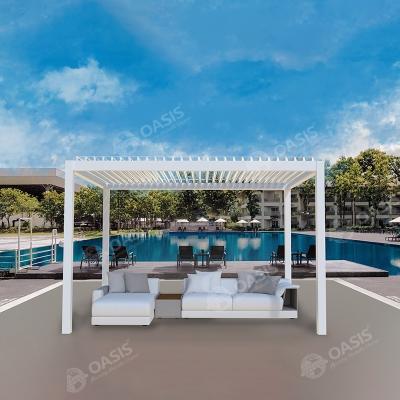 China 3x6m aluminium pergola met gemotoriseerde luivers, vrijstaand aluminium paviljoen verstelbaar Te koop