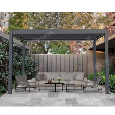 China Bioclimatic Aluminum Remote Electric Louvered Pergola Wind Resistant Easy Assembly for sale