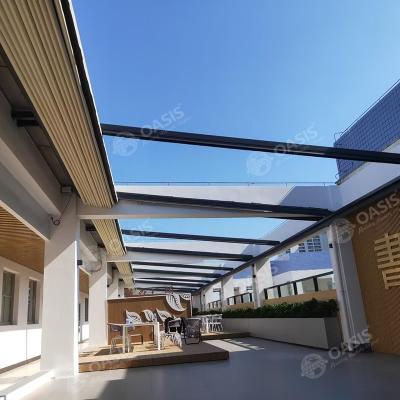 China Fernbedienung Aluminium-Rückziehbare Stoff Pergola für Herrenhäuser und Häuser zu verkaufen