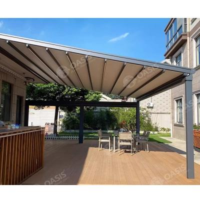 China Outdoor Patio Retractable Fabric Roof Pergola , Metal Gazebo Class 6 Wind Resistance for sale