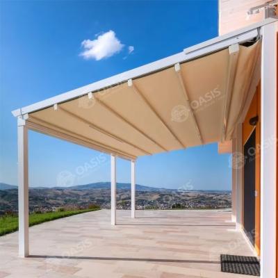 China All Aluminium Retractable Fabric Pergola 10x10 12x12 12x16 For Backyards Buildings for sale