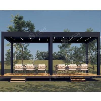 China OEM Aluminum Louvered Pergola 3x5m 5x10m 10x15m Remote Controlled Easily Assembled for sale