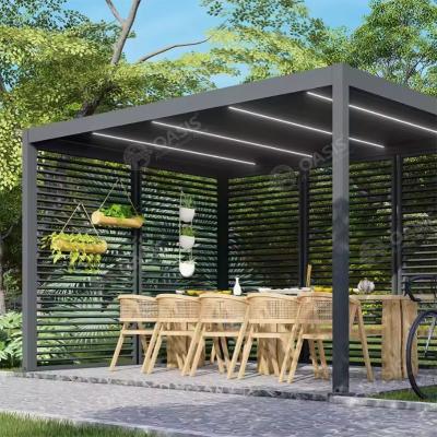 China 4x3 Terrace Roof Rainproof Automatic Sun Shade Louver Aluminum Louvered Pergola For Mansions for sale