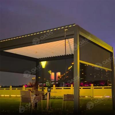 China Para comércio eletrónico 3x3m Manual Bioclimático Pergola Parede solar Pergola de alumínio motorizado para mansões à venda