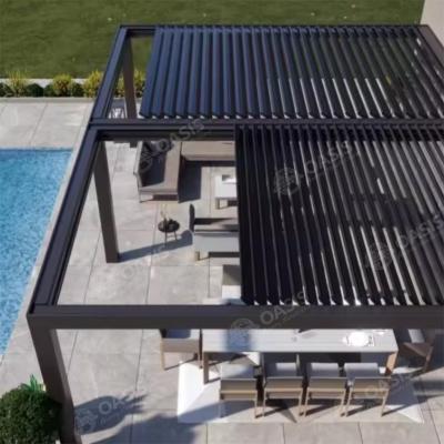 China Waterproof Aluminium Terrace Roof Panel Custom Made Motorized Louvered Roof Aluminum Louvered Pergola For Mansions for sale