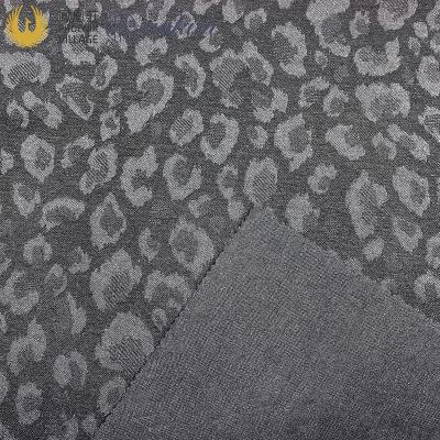 China Environmental Washed Novelty Leopard Jacquard Piece Dyed Unique Design Fabric Textured Ponte Casual Outwear Fabric for sale