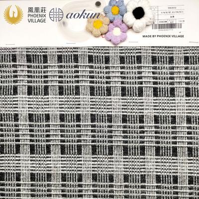 China Popular Check Pattern Yarn Dyed Plaid Faux Mohair Furry Look Stretch Knit Fabric Outwear Casual Cloth Fabric for sale