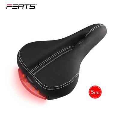 China Built-in Light as Rear Light Bicycle Seat with 5-LED 4-Function Built-in Light PU Leather Soft High Density Foam for Shock Absorption MTB Saddle for sale