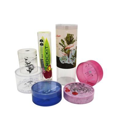 China Recycled Materials Hot Selling Clear Cylinder Acetate PVC Custom Printing Plastic Box A Set Of Gift Cylinder Plastic for sale