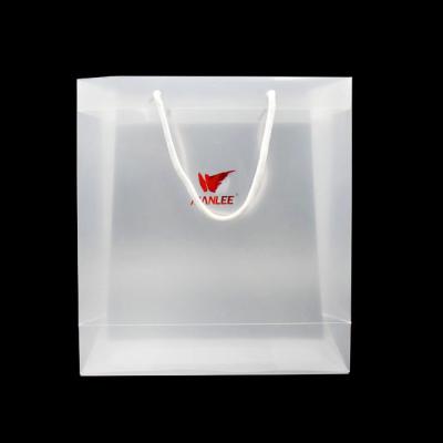 China Recycled Materials Clear Package Transparent PVC Carrier Handle Bags for sale