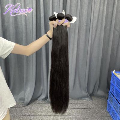 China Wholesale Raw 12A Kelssie Silky Straight Wave Cuticle Aligned Mink Brazilian Virgin Human Hair Bundles Vedors With Sheer 5x5 Lace Closure for sale