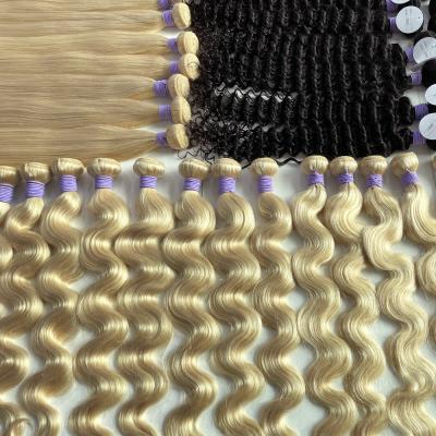 China ST/BW/LW/DW/CW/KCW Blonde 100% Human Cuticle Aligned Virgin Bundles 13x4 13x6 613 Awesome HOT Selling Raw Body Wave for sale