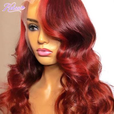 China ST/BW/LW/DW/CW/KCW Transparent Malaysian 99J Burgundy Red Body Wave Wig Pre-Plucked Remy Hair Lace Frontal Wig 180% WI For Black Women for sale