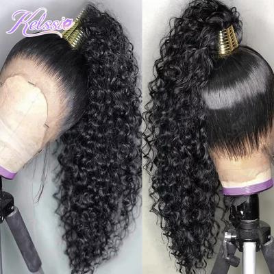 China 360 Density Deep Wave 180% Lace Frontal Wig 28 30 Inch Water Wave 13x4 Lace Front Wig Brazilian Virgin Hair Deep Curly Glueless WI for sale