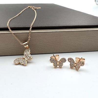 China 2022 new FASHIONABLE costume necklace earrings fashion party wedding with pendant butterfly necklace female for sale