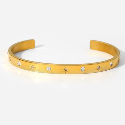 China High quality popular style octagonal star with zirconia gold fashion jewelry stainless steel lock bracelet for sale