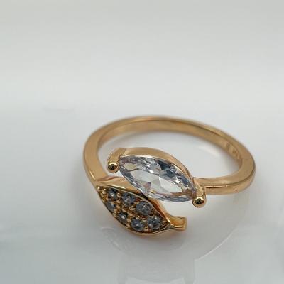 China TRENDY Bezel Setting Round Zircon Ring Fine 24K Gold Plated Jewelry for sale