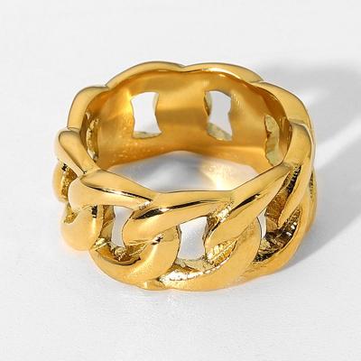 China High quality European and American style hip-hop thick twist gold plated fashion stainless steel rings for sale