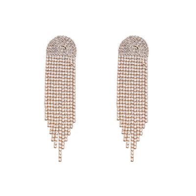 China FASHIONABLE Super Flash Chain Series Geometric Claw Diamond Inlaid Long Tassel Earrings Women's Banquet Earrings for sale