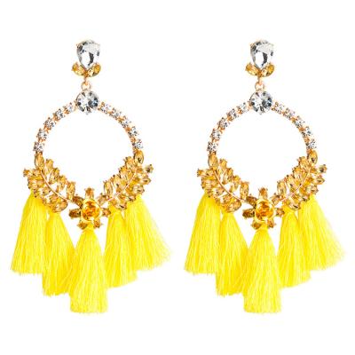 China FASHIONABLE flower inlaid diamond tassel acrylic earrings European and American temperament female earrings for sale