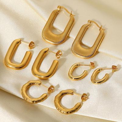 China 2022 New Pattern 18K Gold Material Jewelry Circle Fashion Stainless Steel Friendly Geometric Earrings for sale