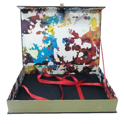 China Luxury Handmade Recycled Magnetic Gift Packing Box Handmade Art Book-like Color Box for sale