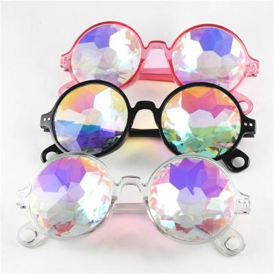 China 2022 Fashion Sunglasses Dachuan Steampunk Praise Kaleidoscope Concert Glass Faceted Mosaic Party Glasses Round Faceted Style Prismatic for sale