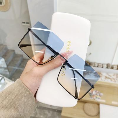 China 2022 Fashion Women Shades Transparent Sunglasses Color DCOPTICAL Sunglasses Half Frame Oversized Square Big Lens for sale