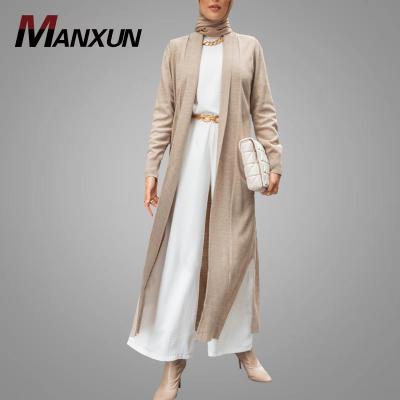 China Latest Maxi Cardigan Fashionable Long Sleeve Abaya Winter Cotton Kimono Soft Cardigan Muslim Sweater Women Islamic Clothing for sale