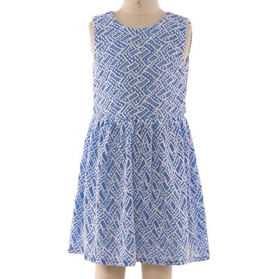 China Finalz Customization Casual Dress Blue Pattern Anti-Static Wholesale Sleeveless Dress for sale