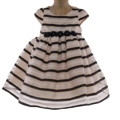 China Customization Anti-static Wholesale Casual Dress Finalz Waist Flower Decoration Black And White Striped Jumper Dress for sale