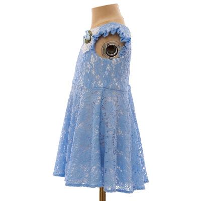 China Custom Wholesale Finalz Girls Clothing Flying Sleeves Anti-wrinkle Flower Lace Dress For Girls for sale